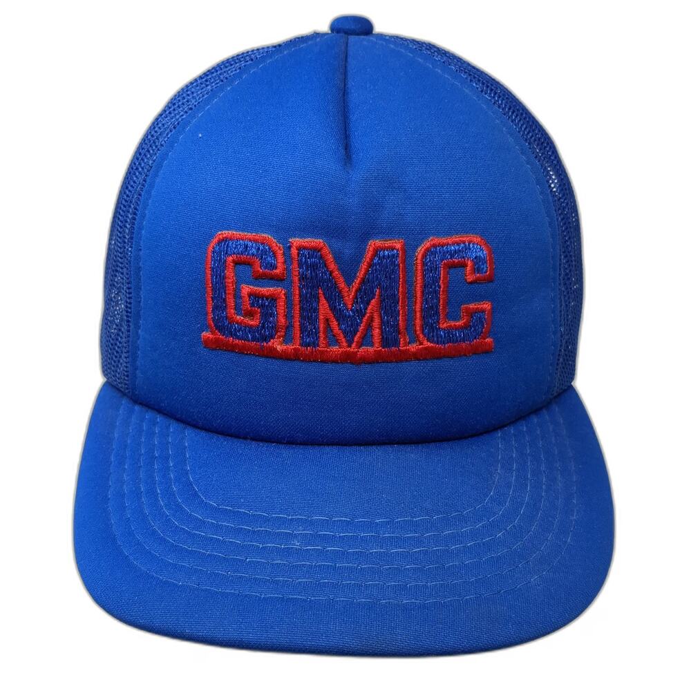 Mona GMC Trucker Hat Blue Red One Size Mesh Back Snapback Embroidered Logo